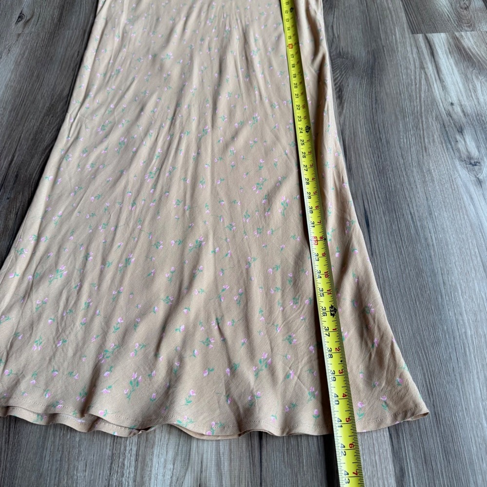 Wild Fable Tan Pink Floral Rayon Maxi Skirt XL Boho Bias Cut Long Boho Summer - Picture 3 of 5